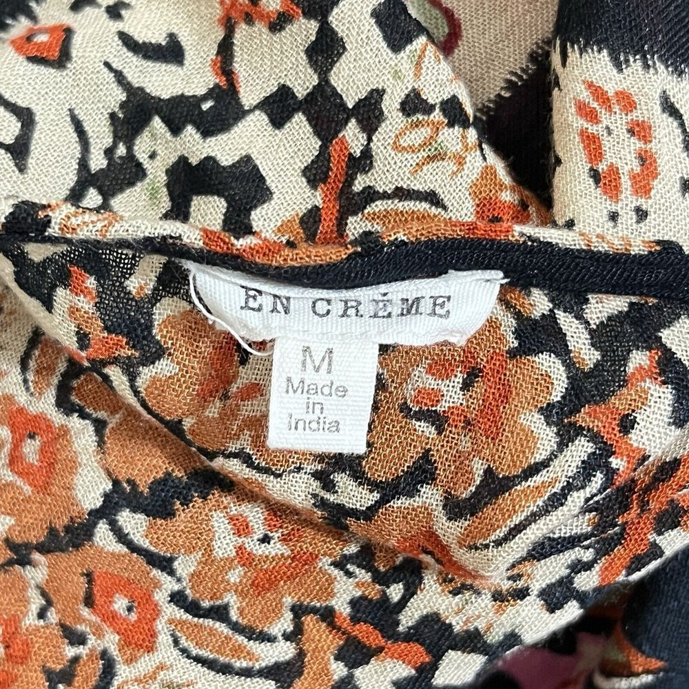 En Creme Kimono Wrap‎ Top Pink Black Rose Floral Boho Western Womens Medium - Picture 5 of 5